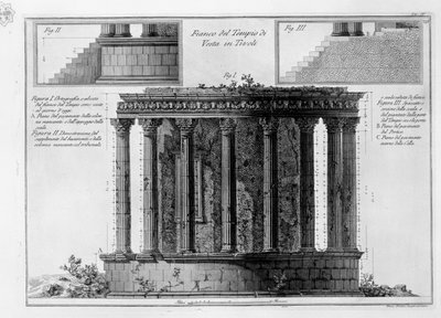 Seitenansicht des Tempels der Vesta in Tivoli von Francesco Piranesi